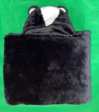 Costco Little Miracles Skunk Baby Blanket W/ Hood Black Plush 36  x28  