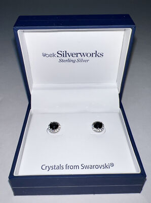 NEW Belk Silverworks Sterling Silver Earrings with Crystals from Swarovski