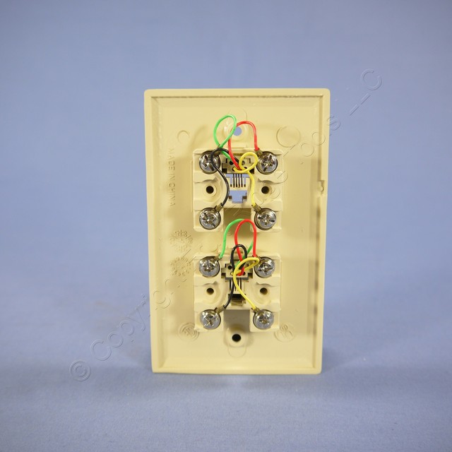 Cooper Ivory Flush Type 625B4 4 Conductor Two Telephone Jack Wallplate 