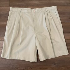 Le Coq Sportif Mens 40 Beige Cotton Poly Blend Pleated Shorts