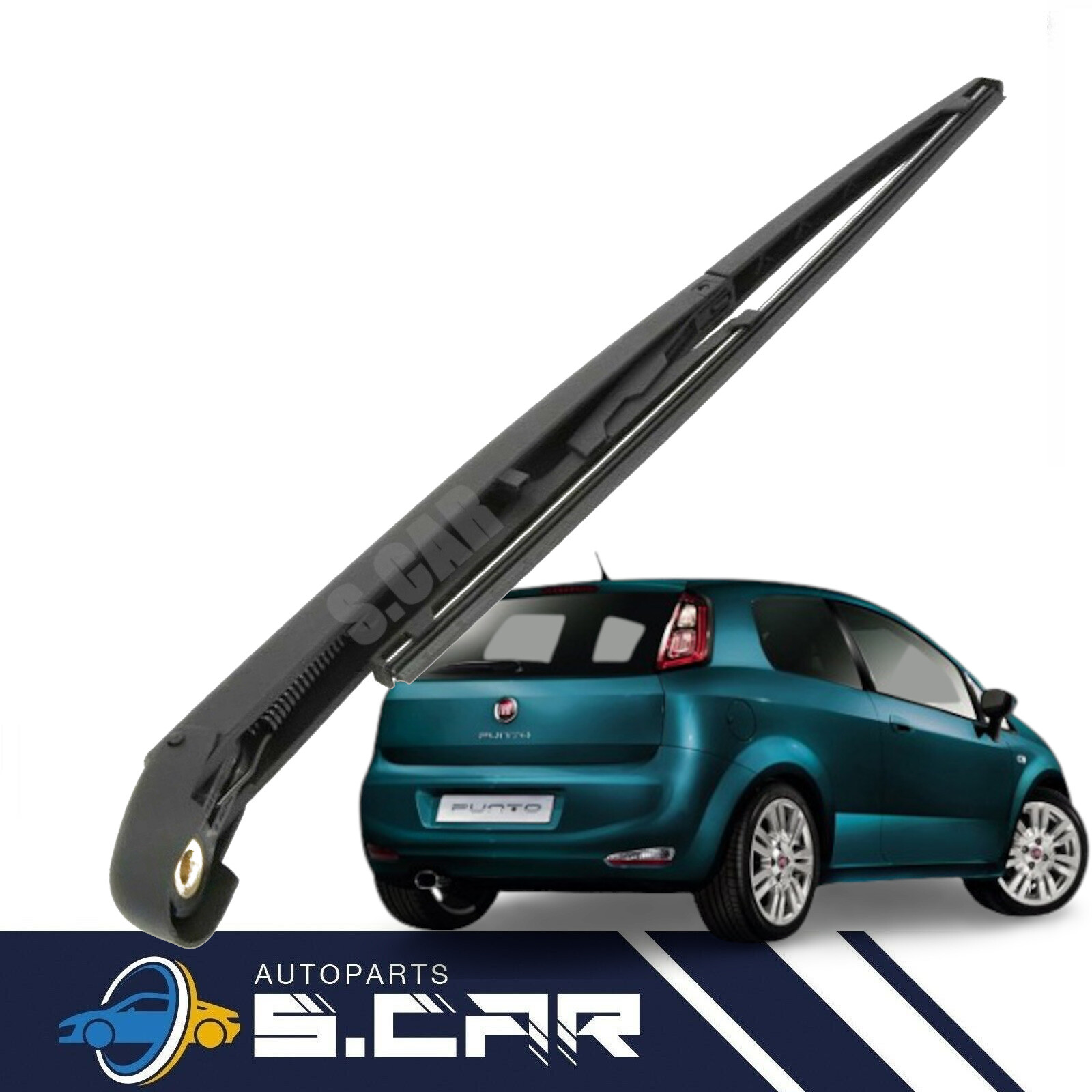 Braccio + Spazzola Tergi Lunotto Tergicristallo per Fiat Grande Punto Posteriore - Miniatura 2