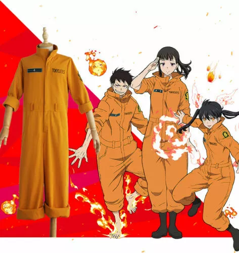 Fire Force Shinra Kusakabe Maki Oze Uniform Outfit Anime Cosplay Costume 