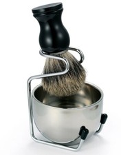 3 in 1 Badger Beard Hair Removal Brush With Stand Holder Bowl Set Shaving Kit