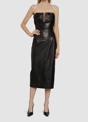 $2040 16Arlington Women's Black Velo Drawstring Strapless Leather Midi Dress 8 | eBay $2040 16Arlington Women's Black Velo Drawstring Strapless Leather Midi Dress 8 | eBay