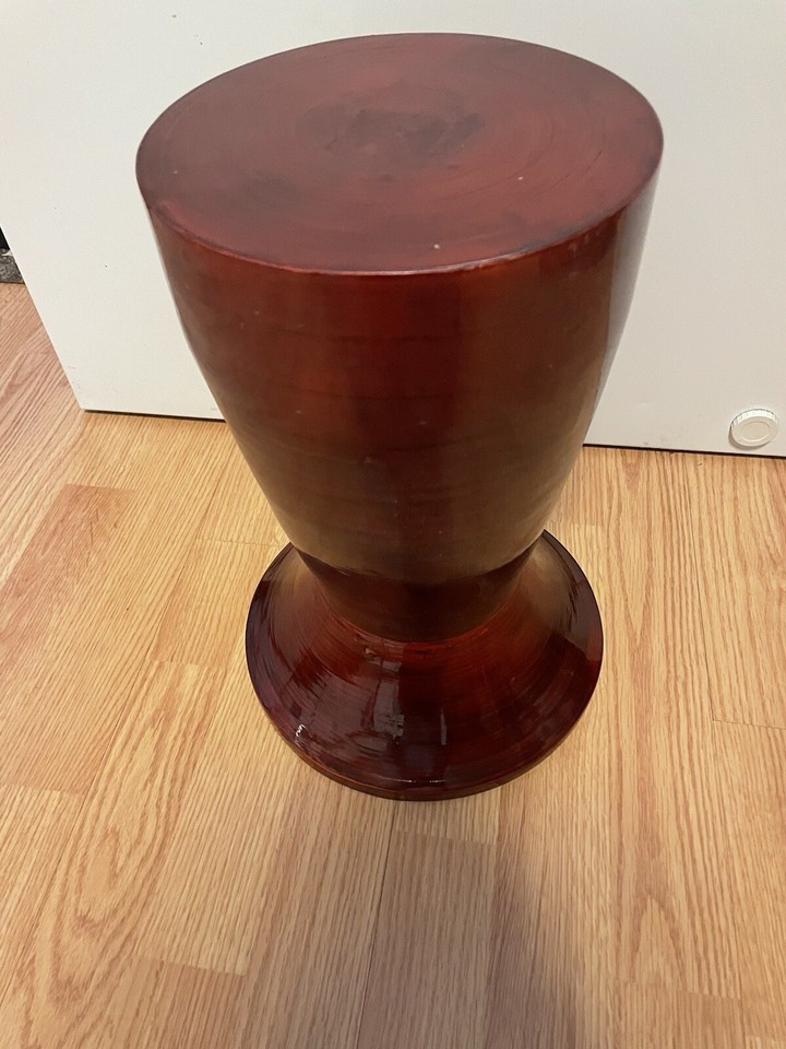 Vintage Original Hand Made Large 14” Chinese Red Lacquer Bamboo Floor