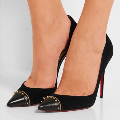 EU37.5 Christian Louboutin ブラック ヒール 425A CHRISTIAN LOUBOUTIN BLACK LEATHER PUMPS EU 37.5 UK 4.5 US 7.5