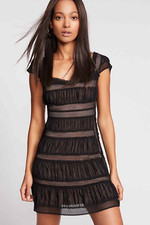 $250 FREE PEOPLE BLACK CAP SLEEVE ALICIA LACE MINI DRESS Sz 6