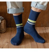 5 Pairs Men's Cotton Odorproof Mesh Breathable Stripe Thin Medium Socks