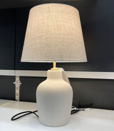 Ikea BLIDVÄDER Table lamp, off-white/Brass/ ceramic/beige, 20 " BRAND NEW - Picture 1 of 6