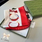  Gucci Floral Twill Silk Red Square Women's Scarf 36×36 in — photo 6