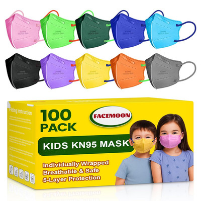 KN95 Masks Disposable for Kids, 5 Layer Protection 100 Pack Individually Wrapped