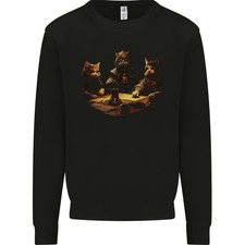 AWDis RPG Cats Sudadera Hombre Negro Cuello Redondo Manga Larga