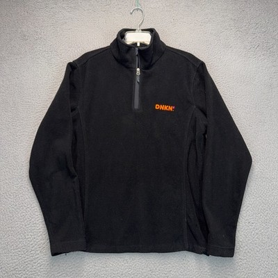 Dunkin Donuts 1/4 Zip Fleece Pullover Sweater Mens Small Black Long Sleeve