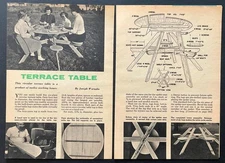 4’ Terrace Table w/attached Seats-6 HowTo Build PLANS Patio Picnic