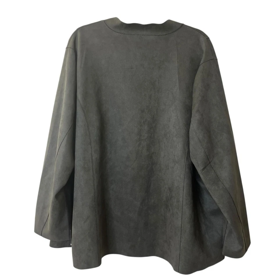 Blazer Abrigo Tahari Carbón Frente Abierto Imitación Cuero Talla 3X Foto 4 de 4