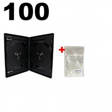 100 ULTRA PREMIUM STANDARD Black Double DVD Cases 14MM Virgin Plastic  100 OPP