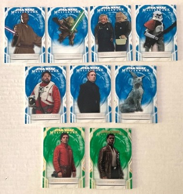 2018 Star Wars Masterwork Green #/99 & Blue Parallel Lot of 9 Cards - Poe #1/99