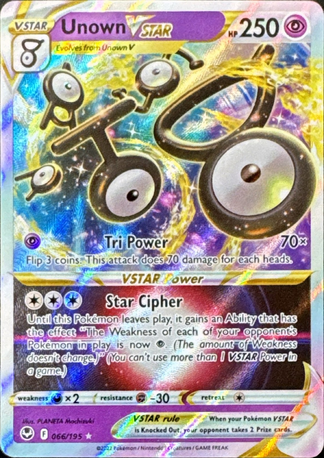 Pokemon Unown VSTAR 66/195 - Silver Tempest - NM