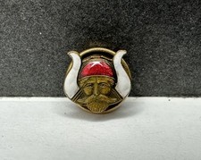 Antica spilla da bavero faccia vichinga massonica 1912 smalto pieno oro distintivo santuari