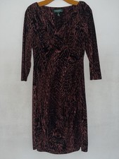 Lauren Ralph Lauren Dress 6 Brown Black Animal Print Faux Wrap