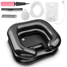 Inflatable Shampoo Basin Bowl 2.5 GL Portable Water Tub Bedridden Black