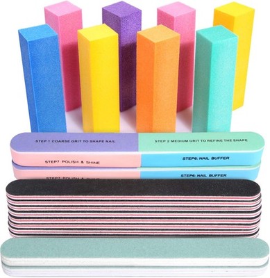 FANDAMEI Nail File Kit 20 Pc 100 180 Grit Buffer Blocks Polishing Nail Tools
