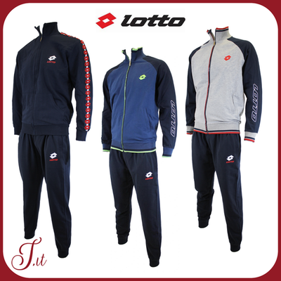 Tuta Sportiva Uomo Lotto In Cotone Garzato, Primavera Estate, Giacca Full Zip E Pantaloni, Taglie S A 5XL, Mezza Stagione