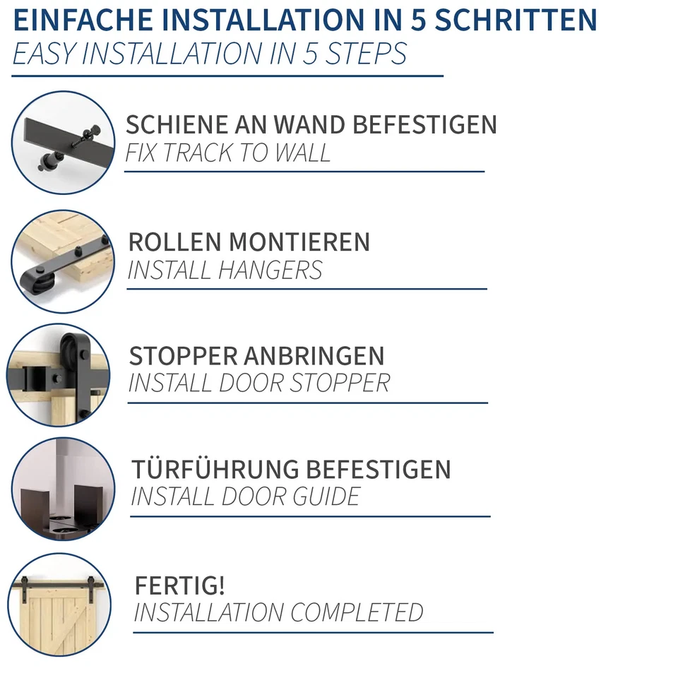 Porte Coulissante Ensemble Complet 200cm Silencieux Courir Billes Incl. Bouchon, - Photo 4/4