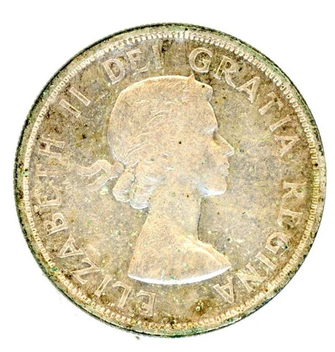 COINS 1959 Canadian Silver Dollar Coin 80% Silver = 0.6 Tr Oz = 18.67 Grams VF