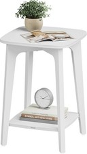 VASAGLE Side Table Small Square End Table with Lower Shelf Cloud White LET236W01