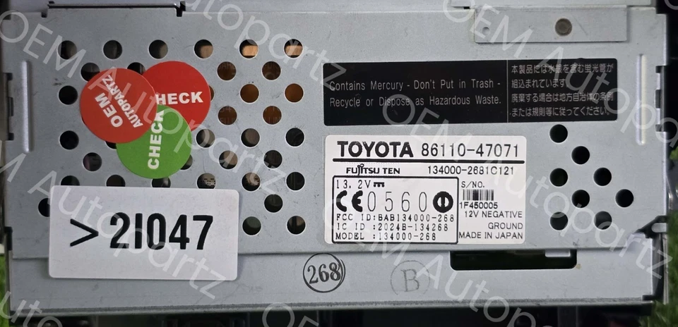 Pantalla de información de tablero de radio Toyota Prius Hybrid 2006-2009 86110-47071 OEM usada Foto 3 de 4