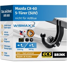 ANHÄNGERKUPPLUNG für Mazda CX-60 ab 22 starr BRINK +13pol E-Satz ABE