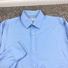 Robert Graham Dress Shirt L/S Button Up Herringbone Blue Mens 16.5 Large