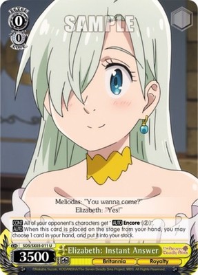 Elizabeth: Instant Answer - SDS/SX03-011 - U Near Mint Weiss Schwarz The Seven D