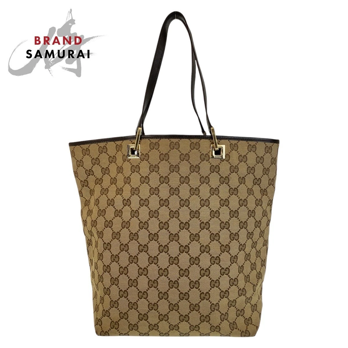 Gucci sac à bandoulière fourre tout beige marron or quincaillerie Gg toile/cuir 002 1098