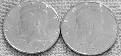 2 - 1990 Kennedy half dollar coins 1 P + 1 D