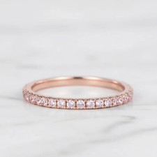 1.50Ct Round Lab Created Peach Morganite Half Eternity Band 14K Rose Gold Plated