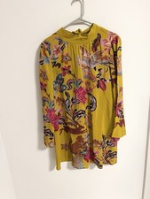 Anthropologie Size XS Bell Sleeve Silk Floral Mini Dress Boho
