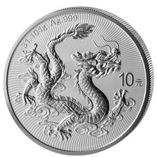Cina 10 Yuan 2026 Drago Cinese Drago 1 Oz Argento 999 ST/BU