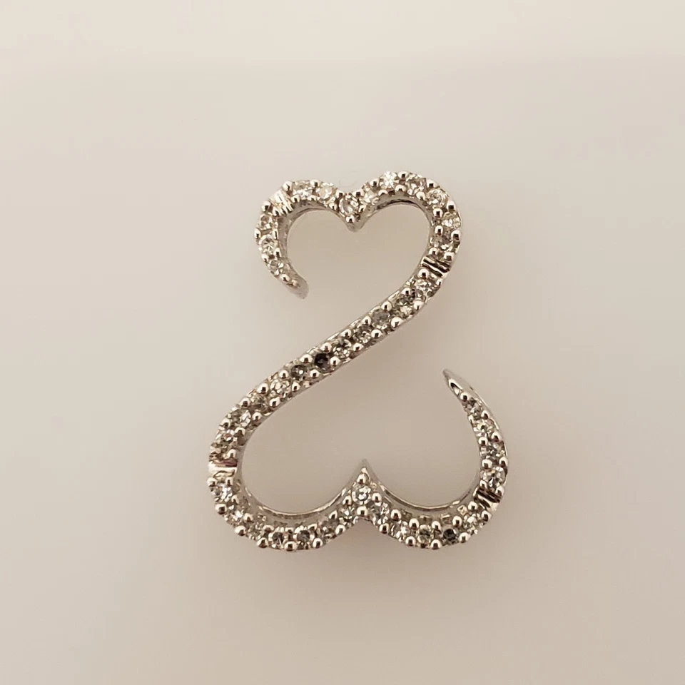 Pingente de coração aberto Jane Seymour ouro branco 14k diamante 1/10 cttw - Imagem 2 de 4