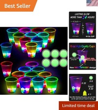 Glowing Party Beer Pong Game for Indoor Outdoor Party Event Fun, Pack with Fl...