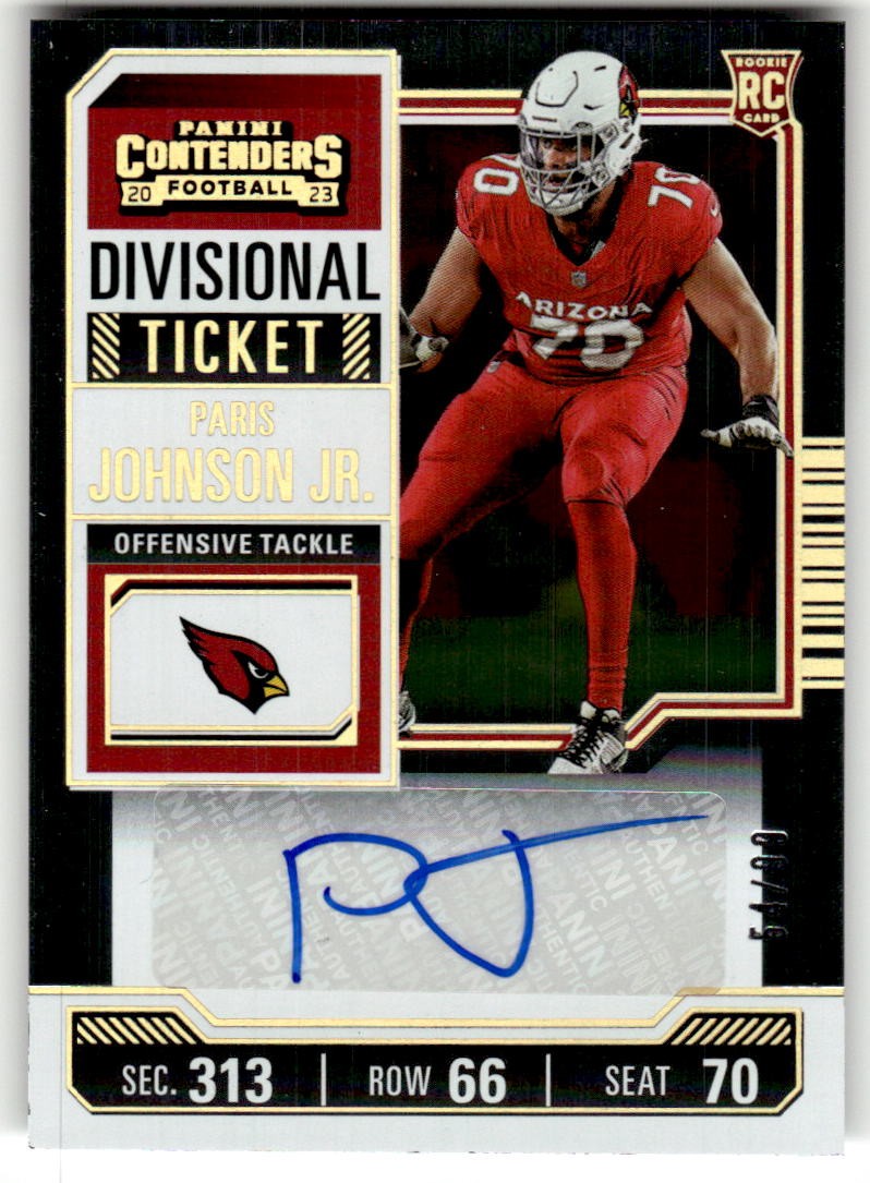 2023 Panini Contenders Paris Johnson Jr. Divisional Ticket #/99 Rookie #151 Auto