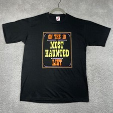 VTG 10 MOST HAUNTED LIST Halloween Single Stitch T-Shirt MADE IN USA Mens XL
