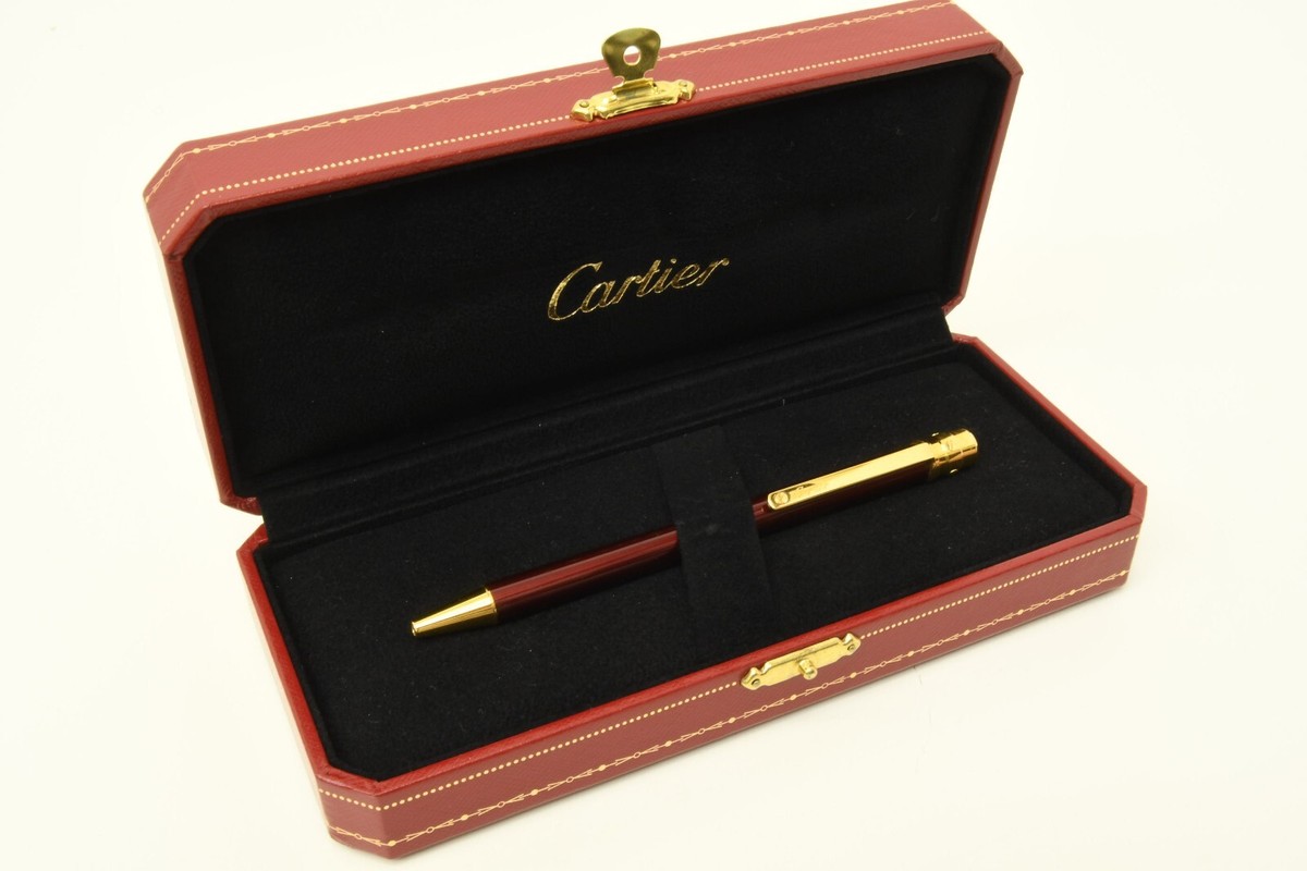 Authentic Cartier Love Ballpoint Pen Burgundy Gold Dots Office