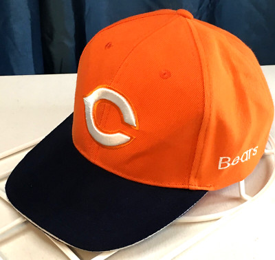 Chicago Bears Hat Orange Side Spell Out C Logo Hook Loop Strap Adjustable NFL