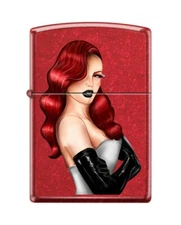 Zippo 2600 Vintage Pinup Girl Candy Apple Red Finish Lighter