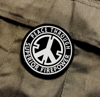 PVC 3D Klett-Abzeichen Patch Emblem   SUPERIOR FIRE POWER  6,0 x 6,0cm