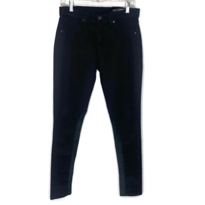 Rag & Bone Women s Jodhpur Leather Insets Skinny Jeans In Midnight  Size 28 $298