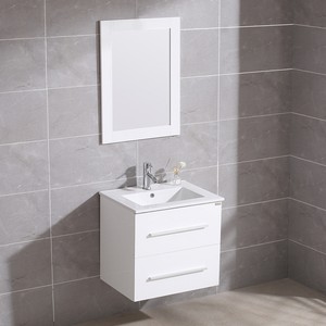 24 Wall Mount Bathroom Vanity Floating Sink Cabinet Mirror