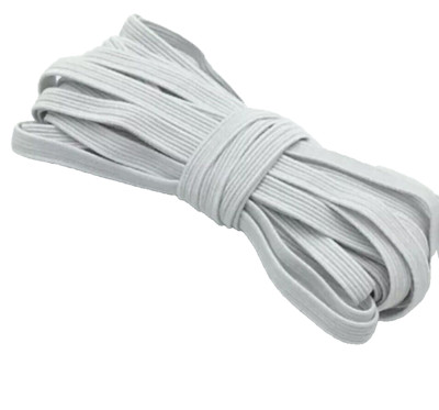 Flat Braided Elastic Band 1/4'' (6mm) width, White 10 yards